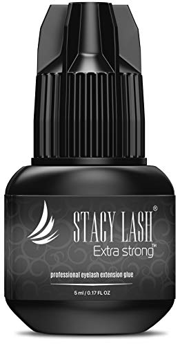 Extra Strong Eyelash Extension Glue - Stacy Lash 5 ml / 1 Sec Drying time/Retention – 7 Weeks/Maximum Bonding Power/Professional Use Only Black Adhesive/for Semi-Permanent Extensions Supplies