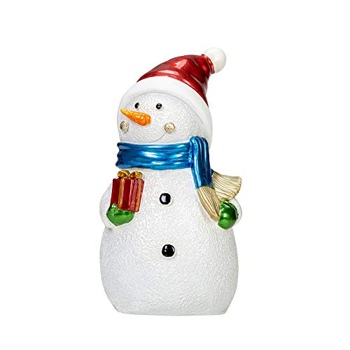 E.SUN CRAFT Christmas Snowman Figurines Collectible Decorative Christmas Figurines Cozy Snowman Home Decor Lovely Holiday Design Perfect Holiday Decoration Greeting Season Gift Idea Red Hat 9.6' H