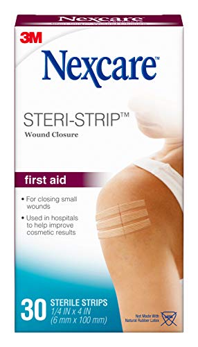 Nexcare Steri-Strip Wound Closure, Hypoallergenic Strips, Help Improve Cosmetic Results, 1/4 Inch x 4 Inch, 30 Count