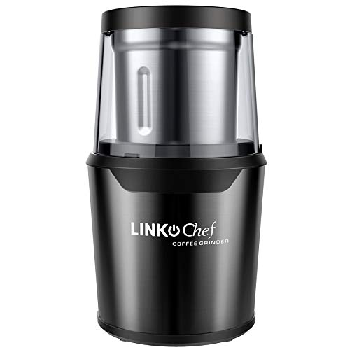 Coffee Grinder Electric LINKChef Nut & Spice Grinder 250W with Large Capacity Detachable Stainless Steel Bowl and Electric Wire Storage Function - Black(CG-9230) 3 years warranty (Black)