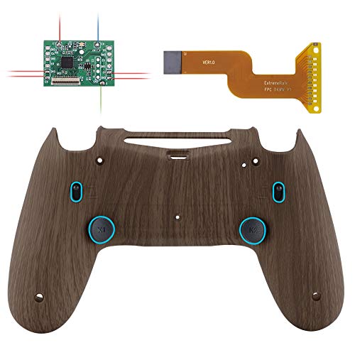 eXtremeRate Dawn 2.0 FlashShot Trigger Stop Remap Kit for PS4 CUH-ZCT2 Controller, Mod Chip & Redesigned Back Shell & Back Buttons & Trigger Lock for PS4 Controller JDM 040/050/055 - Wood Grain