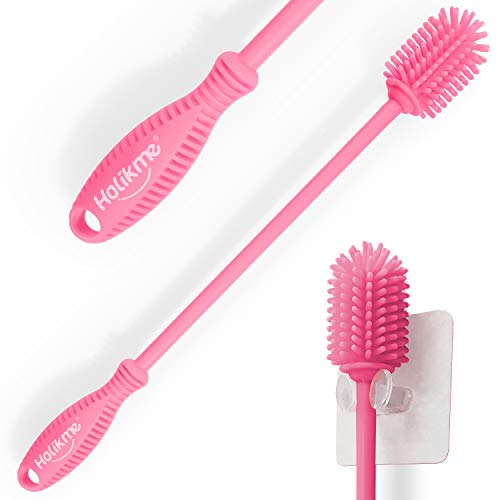 Holikme Silicone Bottle Brush Bottle Cleaner for Your Bottles Vase and Glassware Best Water Bottle Cleaning Brush for Washing Container Pink