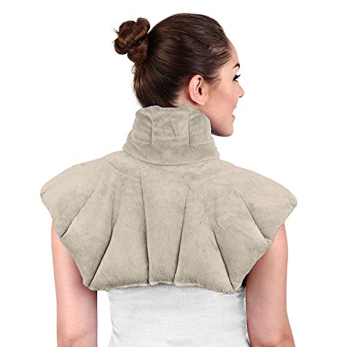 Large Microwavable Heating Pad for Neck and Shoulders, Neck Relief, Stress Relief, Anxiety Relief, Neck Wrap Alternative to Rice Bags for Heat Therapy (Gray Unscented)