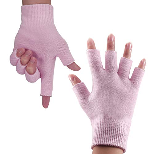 Codream Cotton Womens Gel Moisturizing Gloves Day Night Instantly Repair Eczema Dry Rough and Cracked Hands Gel Lining Infused with Essential Oils and Vitamins Pink