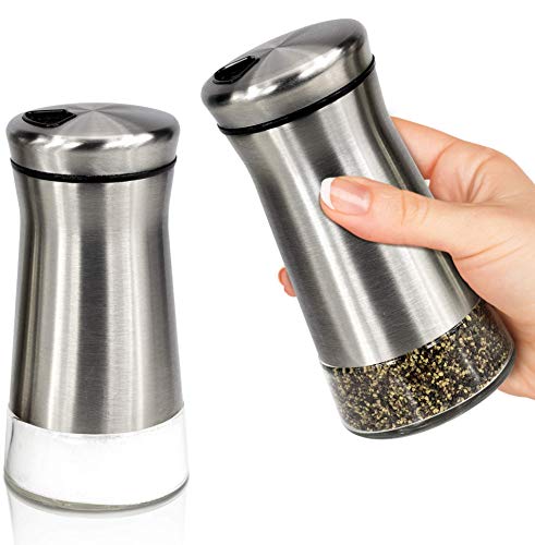 Elegant Salt and Pepper Shakers With Adjustable Pour Holes - Perfect Dispenser Set for your Salts