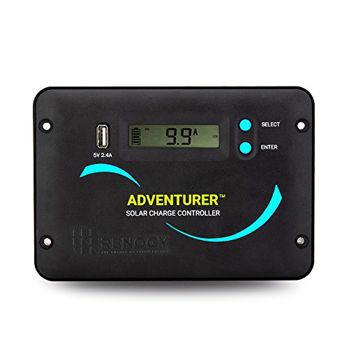 Renogy Adventurer 30A 12V/24V Negative Ground PWM Flush Mount Charge Controller with LCD Display, Compatible with Sealed, Gel, Flooded and Lithium Batteries