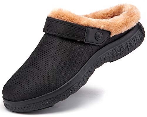 Womens Mens Winter Garden Clogs Shoes Home Slippers Warm Fleece Lined House Shoes with Anti-Slip Indoor Outdoor Rubber Sole