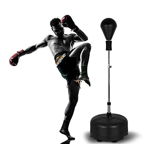 Freestanding Punching Ball Speed Bag，Height Adjustable Reflex Boxing Bag with Stand for Adult and Kids Fitness Boxing Training -Black