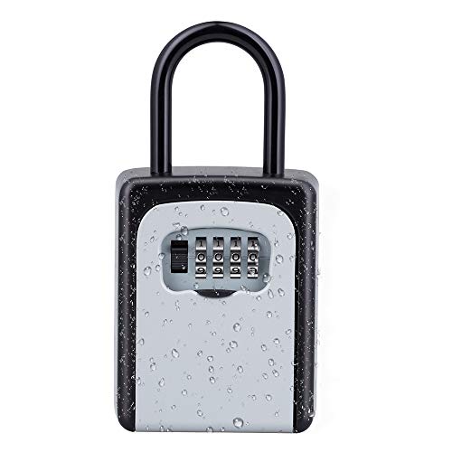 ZHEGE Key Lock Box, 4 Digit Combination Key Storage Lock Box with Resettable Code, Portable Key Safe Box for Door Knob, Realtors, Contractors