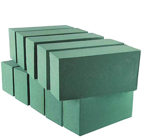 VEYLIN 10Pcs Wet Floral Foam Blocks, Deluxe Green Styrofoam Bricks for Flower Arrangement