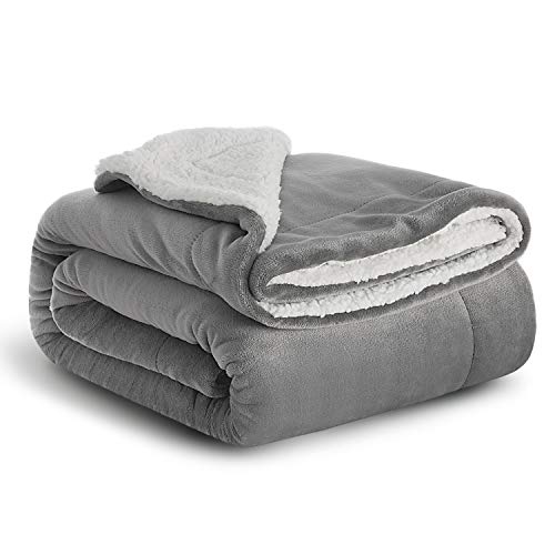 Bedsure Sherpa Fleece Baby Throw Blankets Unisex for Boys, Girls, Kids, Toddler, Infant, Newborn, Child 40x50 inches, Grey - Fuzzy Warm Cozy Soft Thick Winter Blanket, Plush Microfiber, for Crib