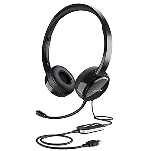 Mpow USB Headset (All-Platform Edition) with 3.5mm Jack, Stereo Computer Headset with Microphone Noise-Canceling, Skype Headphones w/Comfort-fit Earpad, Inline Volume Control for PC/Laptop/Cell Phone