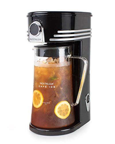 Nostalgia Iced Coffee Maker and Tea Brewing System, Glass Pitcher, 3 quart, Black