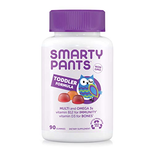 SmartyPants Toddler Formula Daily Gummy Multivitamin: Vitamin C, D3, & Zinc for Immunity, Gluten Free, Omega 3 Fish Oil (DHA/EPA), , Vitamin B6, Methyl B12, 90 Count (30 Day Supply)