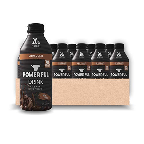 Powerful Drink – Protein Shake, Meal Replacement Shake, Greek Yogurt, Gluten Free, Ready to Drink, 20g Protein, Chocolate, 12 Pack