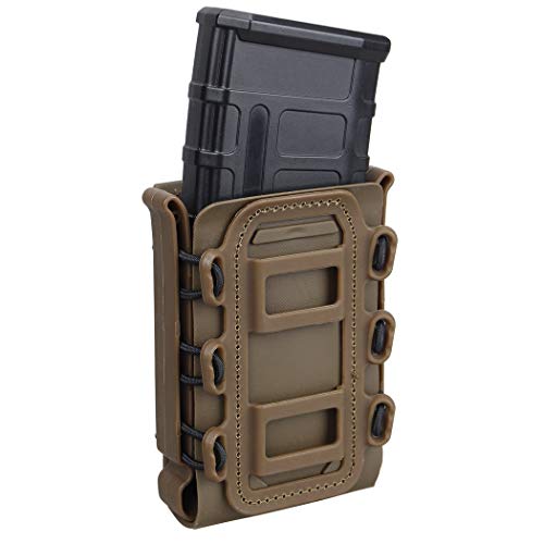 IDOGEAR 5.56mm 7.62mm Tactical Magazine Pouch Airsoft Hunting Shooting Molle Fastmag Soft Shell Mag Carrier Bag (Coyote Brown)