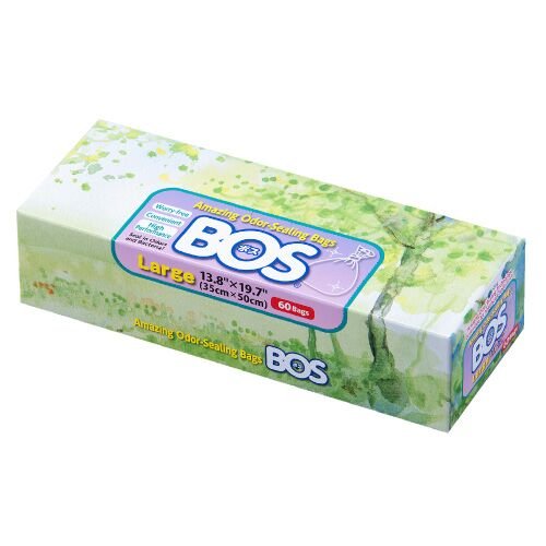 BOS Amazing Odor Sealing Disposable Bags for Diapers, Pet Waste or any Sanitary Product Disposal -Durable and Unscented (60 Bags) [Size: L, Color: White]