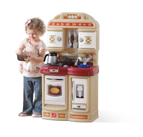 Step2 Cozy Kitchen | Small Play Kitchen For Toddlers | Kids Kitchen Playset for Ages 2+, Brown
