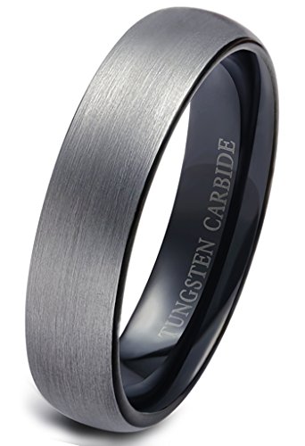 Jstyle Jewelry Tungsten Rings for Men Wedding Engagement Band Brushed Black 6mm Size 10.5