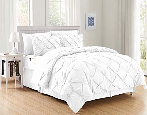 Elegant Comfort Luxury Best, Softest, Coziest 8-Piece Bed-in-a-Bag Comforter Set on Amazon Silky Soft Complete Set Includes Bed Sheet Set with Double Sided Storage Pockets, King/Cal King, White