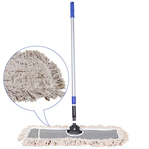 JINCLEAN™ 24' Industrial Class Cotton Floor Mop | Dry to Attract dirt, dust Or Hardwood Floor Clean, Office, Garage Care, Telescopic Pole Height Max 59' (24' x 11' Cleaning Path Industrial Mop)