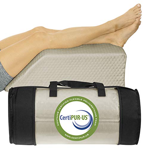 Xtra-Comfort Leg Elevation Pillow - Wedge Elevator Support Cushion for Sleeping, Swelling - Elevated Prop Up Position, Back Pain, Foot Rest, Sciatica - Knee Elevating Incline Memory Foam (Brown)