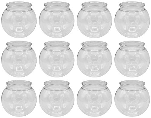 Creative Hobbies - 12 Pack - 4 Inch (100mm) Ivy Bowls Clear Plastic Shatterproof - Great For Fishbowl, Carnival Games, Candy, Party Favors, Table Centerpieces, Vase, Drinks