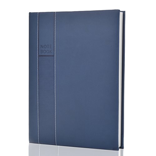 Large Notebooks and Journals Classic Hardcover Notebook 8 x 11 inch 128 Sheets (256 Pages) Leather Notebook Journals to Write in for Women Men OZCHIN (Blue)