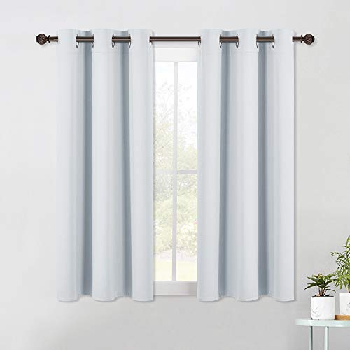 NICETOWN Room Darkening Curtain Panels for Bedroom -Easy-Care Solid Thermal Insulated Grommet Room Darkening Draperies / Drapes (2 Panels, 42 by 54, Platinum-Greyish White)