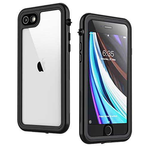 Singdo iPhone SE 2020 Waterproof Case,iPhone 7/8 Waterproof Case, Built-in Screen Protector Full Body Heavy Duty Shockproof IP68 Waterproof Case for iPhone SE 2020/7/8 4.7 inch Black/Clear