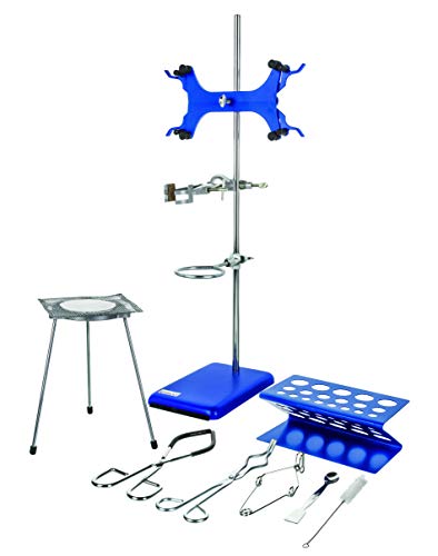 13 Piece Set - Complete Research Grade Lab Starter Kit - Includes Rod, Base, Tongs, Rings, Test Tube Stands, Clamps & More - Eisco Labs