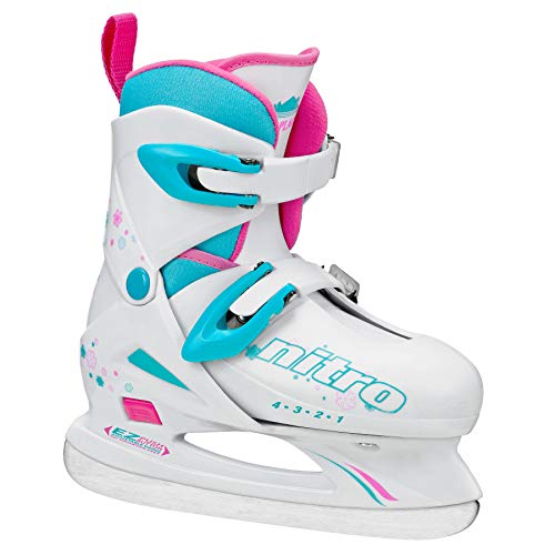 Lake Placid Girls Nitro 8.8 Adjustable Figure Ice Skate, White, Medium