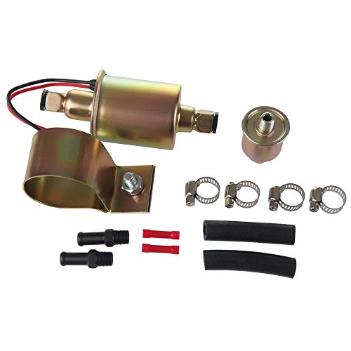 GA8012S E8012S FD0002 P60430 EP12S 6414671 Low Pressure (2.5-4PSI)12V Heavy Duty Gas Diesel In-Line In-Tank Electric Fuel Pump With Installation Kit Metal Solid Petro Gasoline or Diesel Engine
