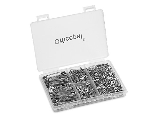 Officepal Premium Quality 4-Size Pack of Safety Pins- Top 250-Count – Durable, Rust-Resistant Nickel Plated Steel Set- Best Sewing Accessories Kit for Baby Clothing, Crafts, Arts (4-Size in 1 No.002)