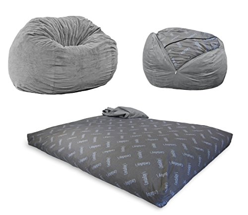 CordaRoy's Chenille Bean Bag Chair, Convertible Chair Folds from Bean Bag to Bed, As Seen on Shark Tank, Charcoal - Full Size