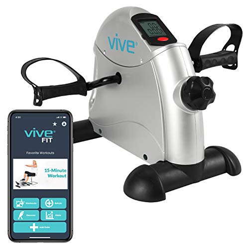 Vive Pedal Exerciser - Stationary Exercise Leg Peddler - Low Impact, Portable Mini Cycle Bike for Under Your Office Desk - Slim Design for Arm or Foot - Small, Sitdown Recumbent Equipment Machine