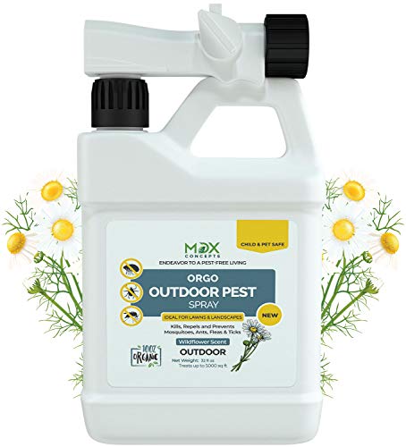 mdxconcepts Organic Ready to Use Yard Flea, Tick and Mosquito Spray – Made in USA - Mosquito and Insect Killer, Treatment, and Repellent – Safe for Pets, Plants, Kids - 32 oz