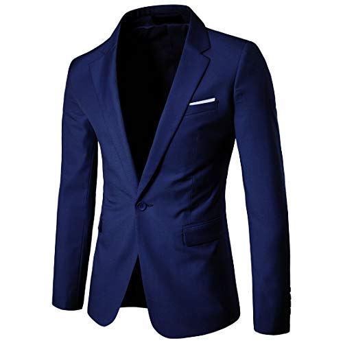 Cloudstyle Men's Suit Jacket One Button Slim Fit Sport Coat Business Daily Blazer Large Navy