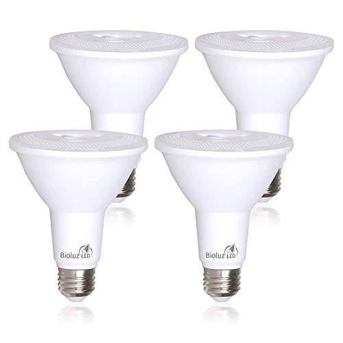 4 Pack Bioluz LED PAR38 LED Bulb 100-120 Watt Replacement Bulb (Uses 13 Watts) 3000K Dimmable Indoor/Outdoor UL Listed