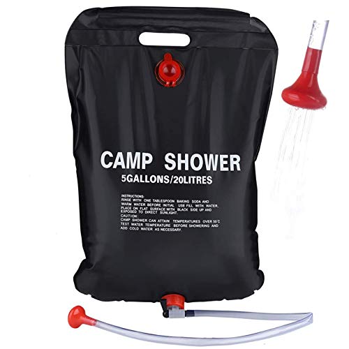 PGYFIS Camping solar Shower Bag Portable Solar Heating 5 Gallons/20L with On-Off Switchable Shower Head for Outdoor Traveling Hiking (Black)
