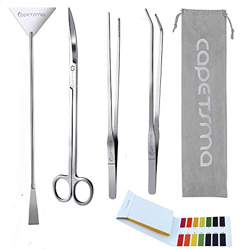 capetsma Aquascaping Tools, Long Stainless Steel Aquarium Plant Tools Aquarium Tweezers Scissors Spatula Tool Set Bonsai Kit Algae Scrapers Aquarium Cleaning Kit for Fish Tank Starter kit