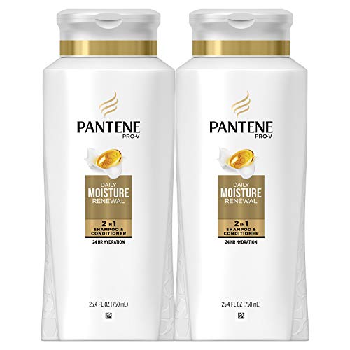 Pantene, Shampoo and Conditioner 2 in 1, Pro-V Daily Moisture Renewal for Dry Hair, 25.4 Fl Oz, Pack of 2