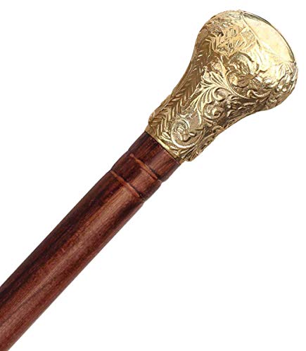 SouvNear 38' Walking Stick in Steel - Solid Metal Canes with Detachable Brass Knob Handle - Handmade in Golden Finish - Unique Gentleman Decorative Walking Sticks and Canes for Men/Women/Seniors