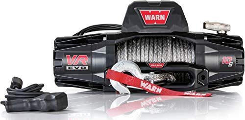 WARN 103253 VR EVO 10-S Electric 12V DC Winch with Synthetic Rope: 3/8' Diameter x 90' Length, 5 Ton (10,000 lb) Pulling Capacity