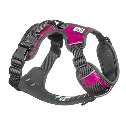 Embark Adventure Dog Harness, Easy On and Off with Front and Back Leash Attachments & Control Handle - No Pull Training, Size Adjustable and Non Choke (XL, Pink)