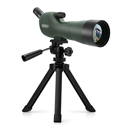 Emarth 20-60x60AE Waterproof Angled Spotting Scope with Tripod, 45-Degree Angled Eyepiece, Optics Zoom 39-19m/1000m for Target Shooting Bird Watching Hunting Wildlife Scenery (20-60x60) Green