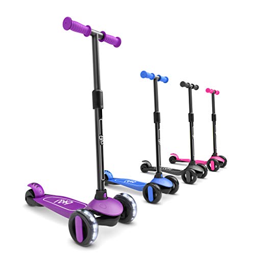 6KU 3 Wheels Kick Scooter for Kids and Toddlers Girls & Boys, Adjustable Height, Learn to Steer with Extra-Wide PU LED Flashing Wheels for Children from 2 to 5 Year-Old. (Purple)