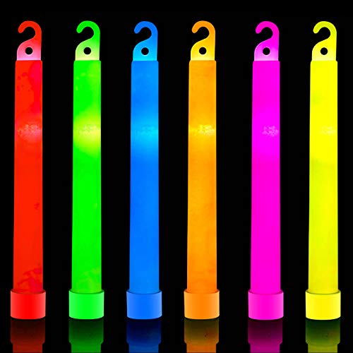 32 Ultra Bright 6 Inch Large Glow Sticks - Chem Light Sticks with 12 Hour Duration - Camping Glow Sticks - Glowsticks for Parties and Kids (Colorful)