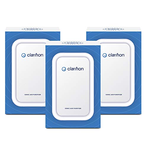 Clarifion - Negative Ion Generator with Highest Output (3 Pack) Filterless Mobile Ionizer & Travel Air Purifier, Plug in, Eliminates: Pollutants, Allergens, Germs, Smoke, Bacteria, Pet Dander & More