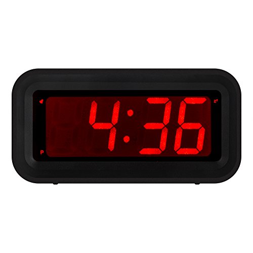 KWANWA LED Digital Alarm Clock Battery Operated Only Small for Bedroom/Wall/Travel with Constantly Big Red Digits Display